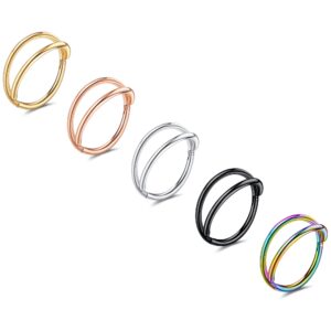 fasacco 5 pcs 20g 18g 16g nose rings hoop set double triple 316l surgical steel nose hoop helix septum piercing cartilage hoop for women