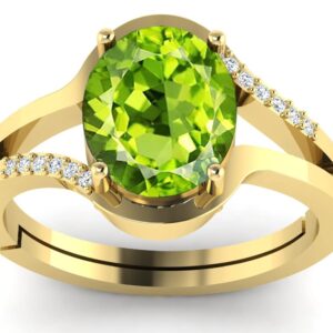 SirDaksh 10.50 Carat Natural Certified Peridot Gemstone Gold Plated Ring For Men And Women