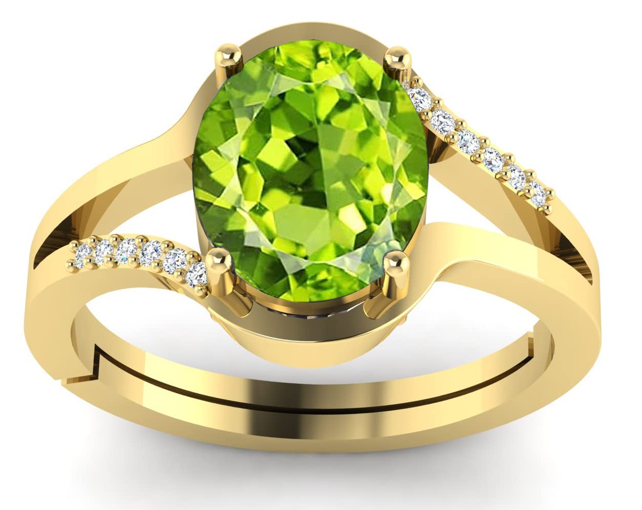 SirDaksh 10.50 Carat Natural Certified Peridot Gemstone Gold Plated Ring For Men And Women