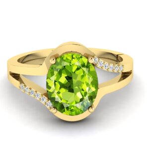 SirDaksh 10.50 Carat Natural Certified Peridot Gemstone Gold Plated Ring For Men And Women