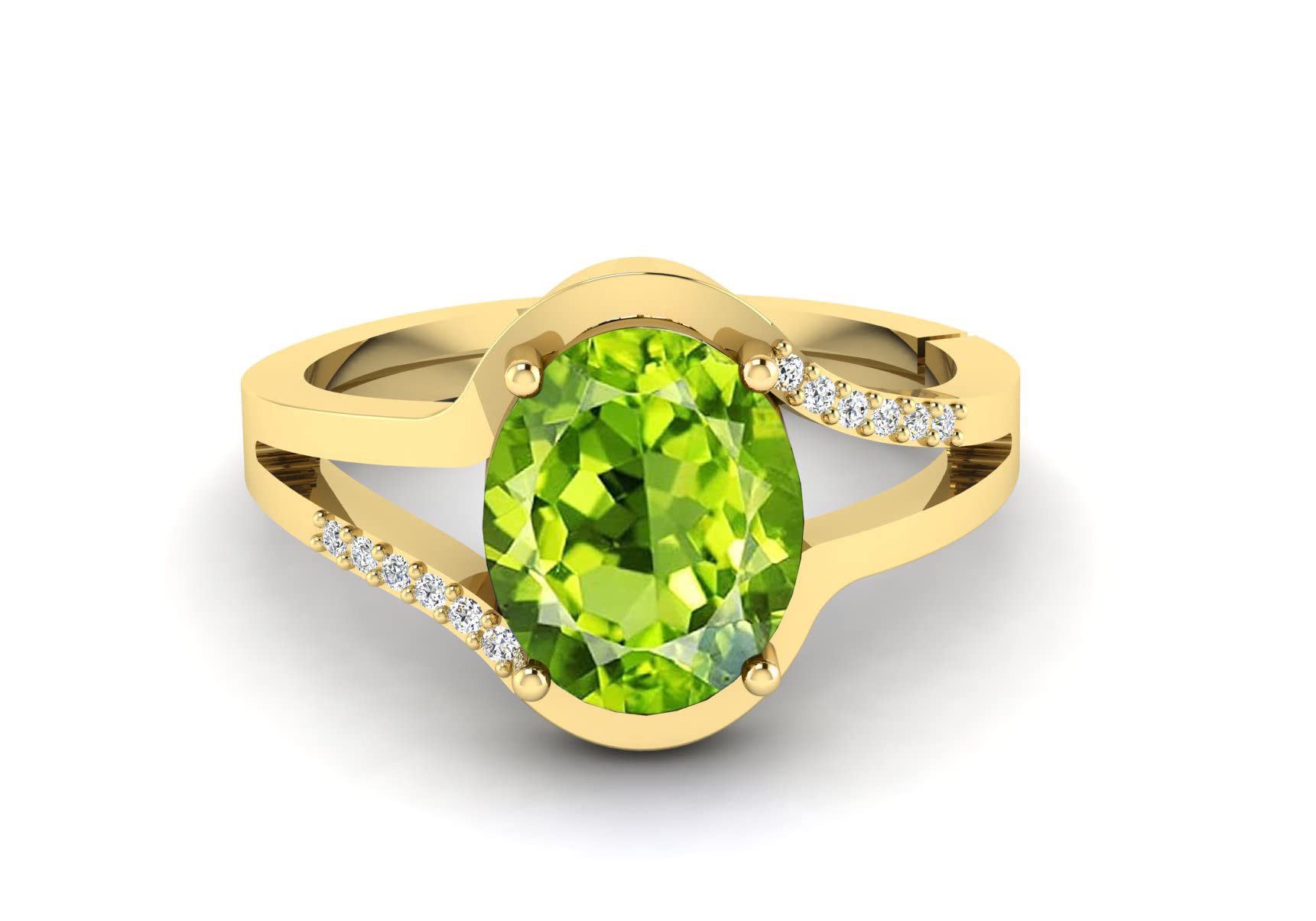 SirDaksh 10.50 Carat Natural Certified Peridot Gemstone Gold Plated Ring For Men And Women