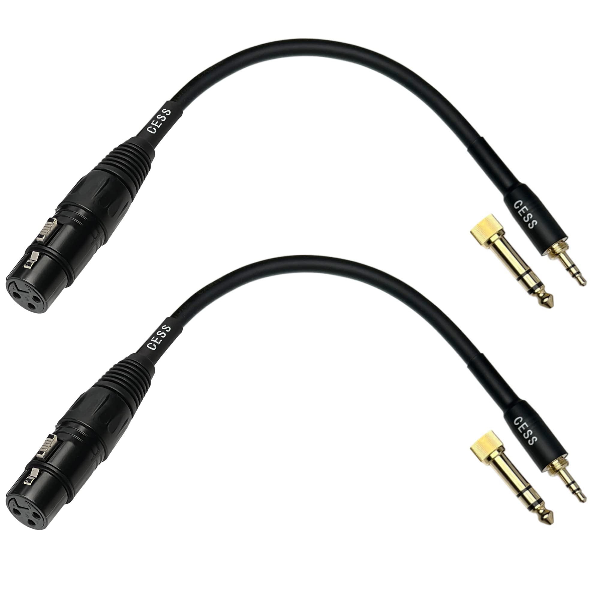 CNCESS CESS-210 XLR to 3.5mm TRS Adapter Cable with 3.5mm to 6.35mm (1/4”) Converter, Female to Male, Compatible with Microphone, Active Speakers, Stage, DJ, Studio Audio Console, 2 Sets