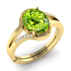 SirDaksh 10.50 Carat Natural Certified Peridot Gemstone Gold Plated Ring For Men And Women