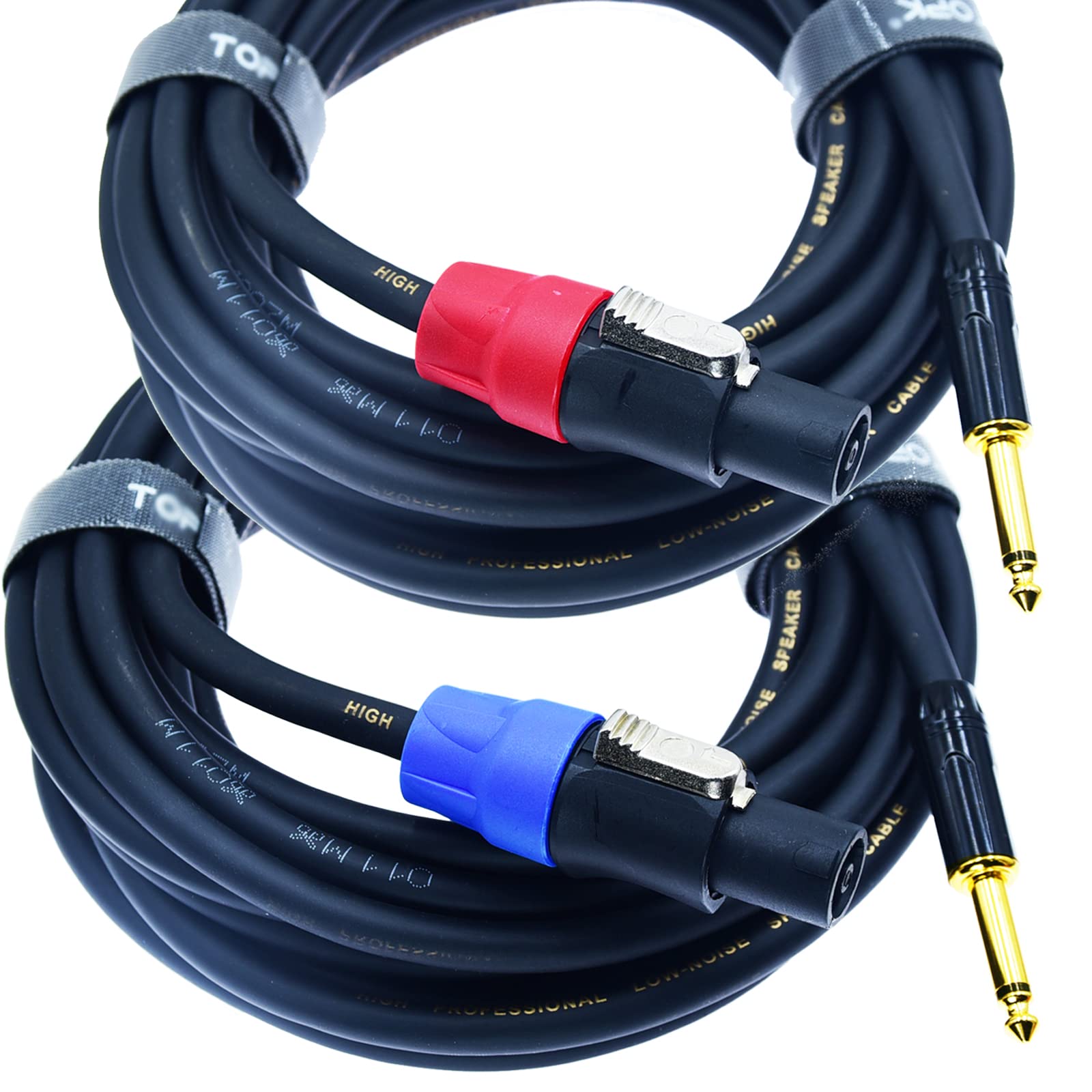 2Pcs Professional Speakon to 1/4 Inch ts 1/4" Mono Gold-Plated 6.35mm Adapter Speaker Cable for pa Jack Pair Male Audio Port Plug Amplifier Connection dj amp Heavy Duty bocina Cord Wire ft(10 feet)