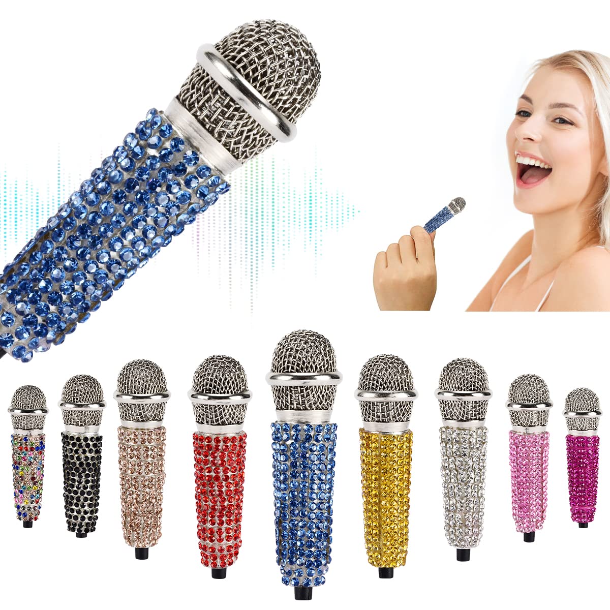 DELADOLA Mini Microphone,Portable Vocal Tiny Microphone, Asmr Microphone,Phone Microphone, Mini Karaoke Microphone for Voice Recording Chatting and Singing On iPhone,Android,Laptop Notebook (Blue)