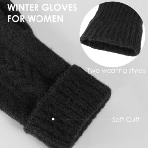 Achiou Winter Gloves for Women, Warm Touch Screen Texting Gloves, Womens Knit Glove Soft Thick Fleece Lined