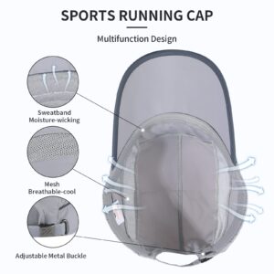 kozinu Running Hat Mesh Sports Cap Lightweight Quick Drying Runner Cap for Men Women Gray