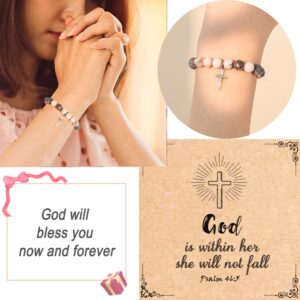 Dabem Christian Gifts for Women, Natural Sone Cross Bracelet Religious Gifts for Women