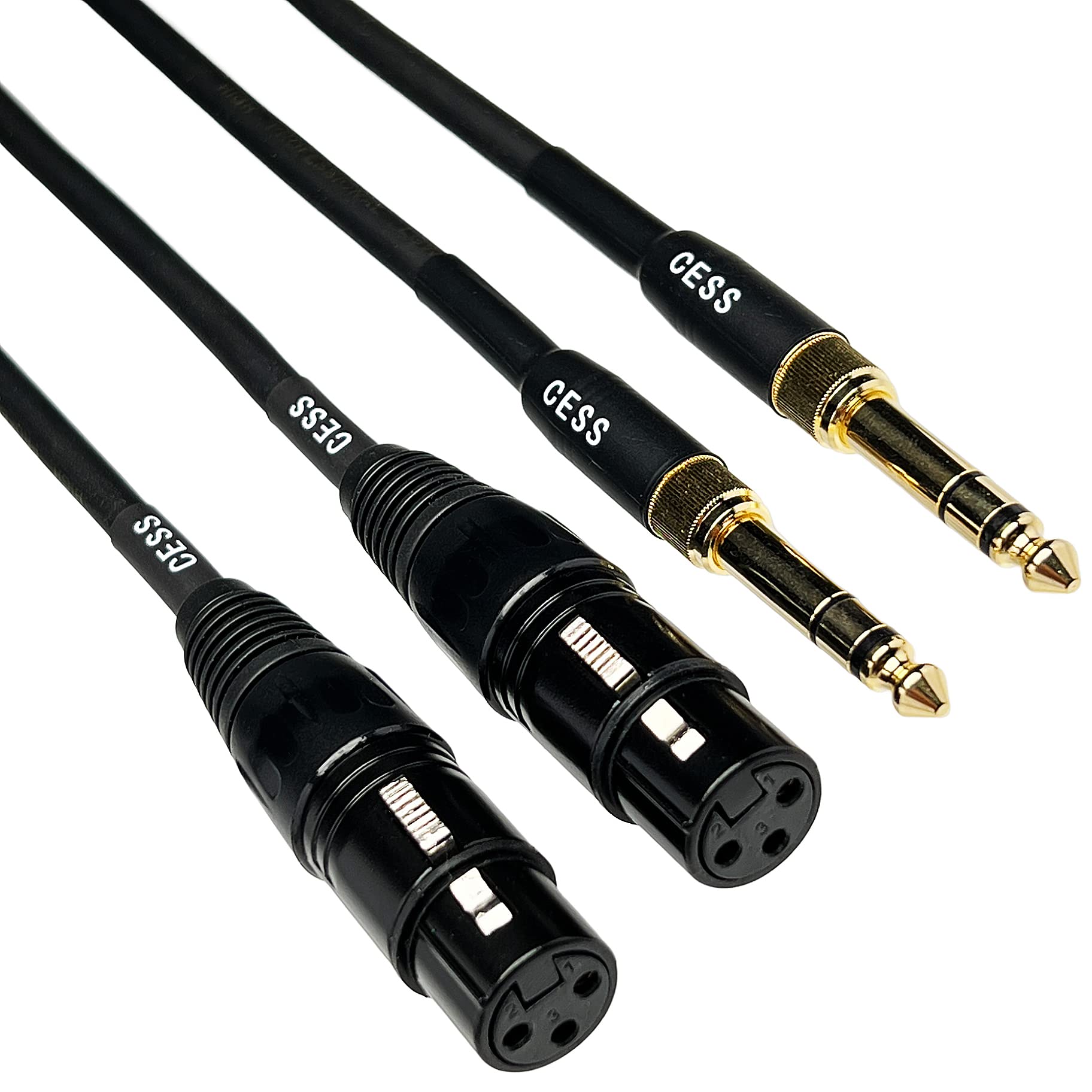 CNCESS CESS-210 XLR to 3.5mm TRS Adapter Cable with 3.5mm to 6.35mm (1/4”) Converter, Female to Male, Compatible with Microphone, Active Speakers, Stage, DJ, Studio Audio Console, 2 Sets