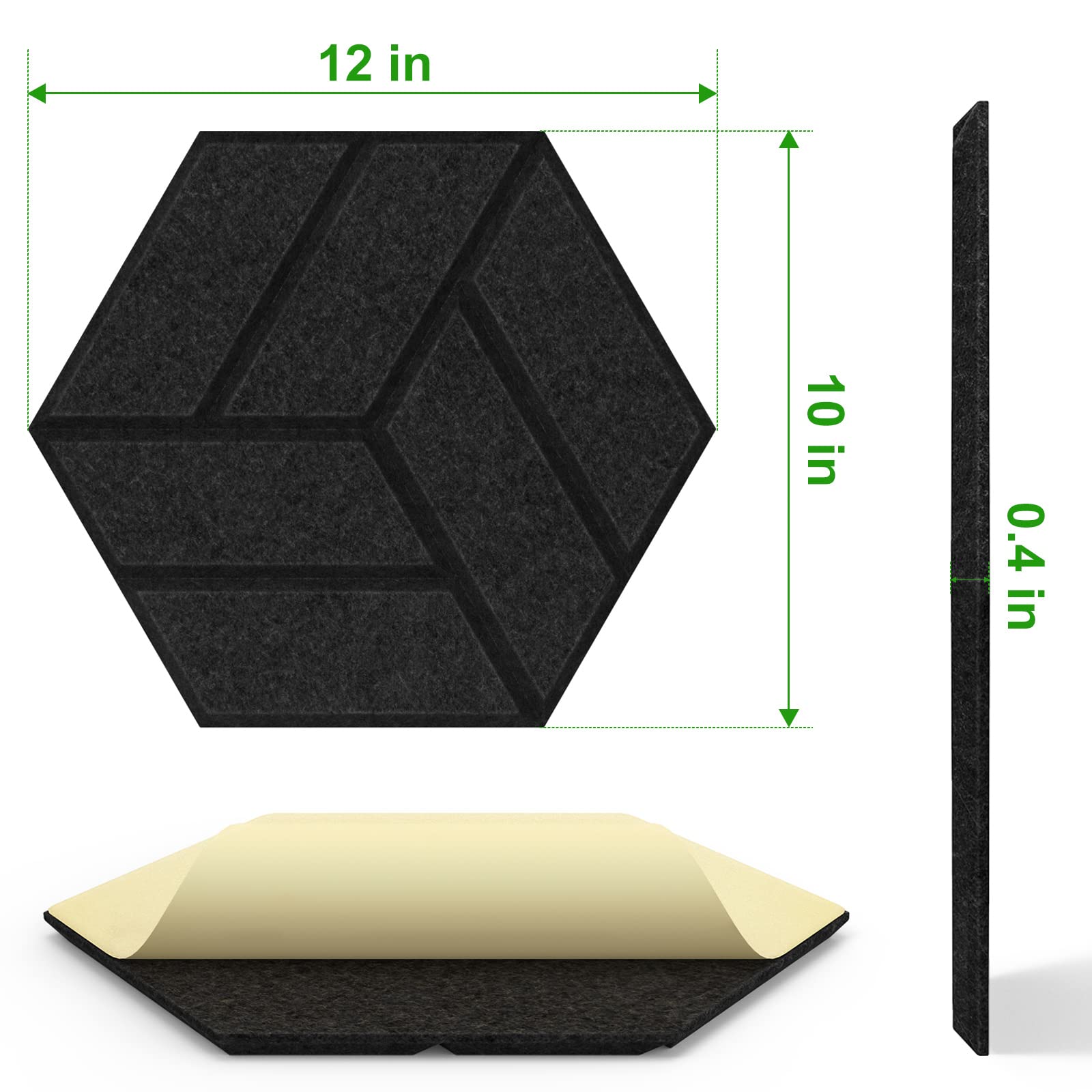 Self-Adhesive Acoustic Panels 12 Pack,Hexagon Pattern Sound Proof Foam Panels,High Density Sound Proofing Padding for Wall,Used for Home,Studio