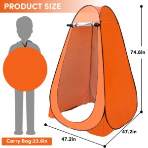 Pop Up Shower Tent Changing Tent with 2 Windows Camping Shower Tent Privacy Tent for Portable Toilet Outdoor Portable Dressing Room, ﻿Waterproof Orange/UPF 50+