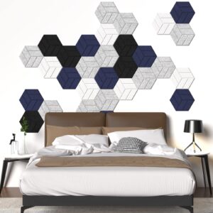 Self-Adhesive Acoustic Panels 12 Pack,Hexagon Pattern Sound Proof Foam Panels,High Density Sound Proofing Padding for Wall,Used for Home,Studio