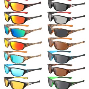 Treela 18 Pairs Polarized Sport Sunglasses for Men Bulk Multipack Fit over Sunglasses Wrap Around Sun Glasses for Women Men Summer Cycling Running Fishing Driving Sunglasses