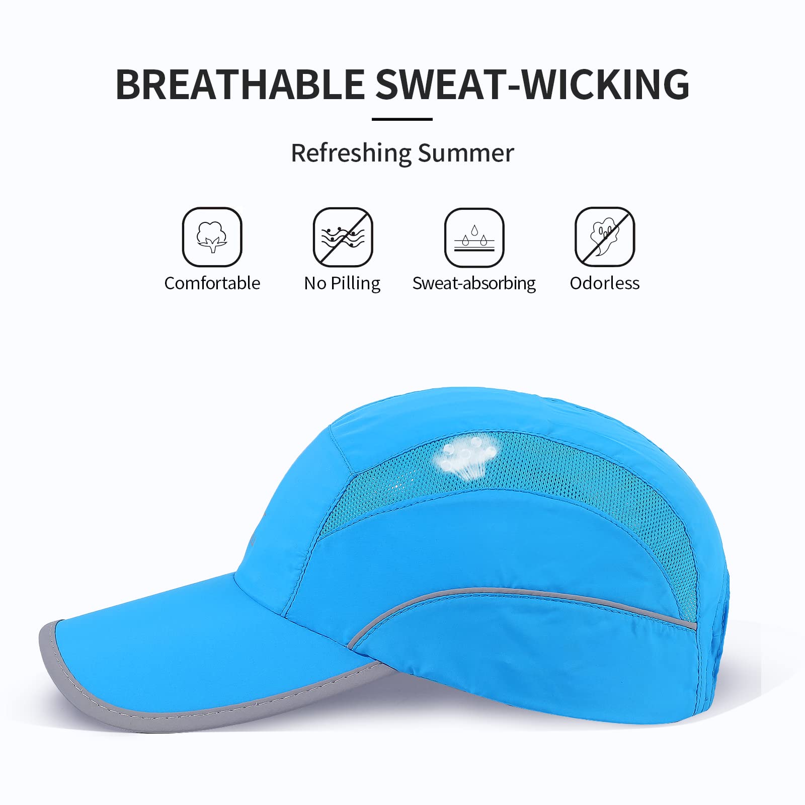 kozinu Running Hat Mesh Sports Cap Lightweight Quick Drying Runner Cap for Men Women Blue