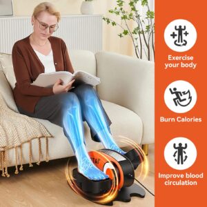 ROTAI Under Desk Elliptical Massage Machine for Elderly Seniors Electric Leg Circulation Foot Pedal Exerciser, Smart Portable Trainer for Home & Office with Remote and LCD Monitor (Orange)