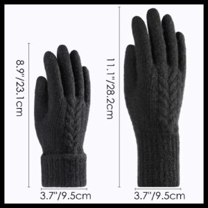 Achiou Winter Gloves for Women, Warm Touch Screen Texting Gloves, Womens Knit Glove Soft Thick Fleece Lined