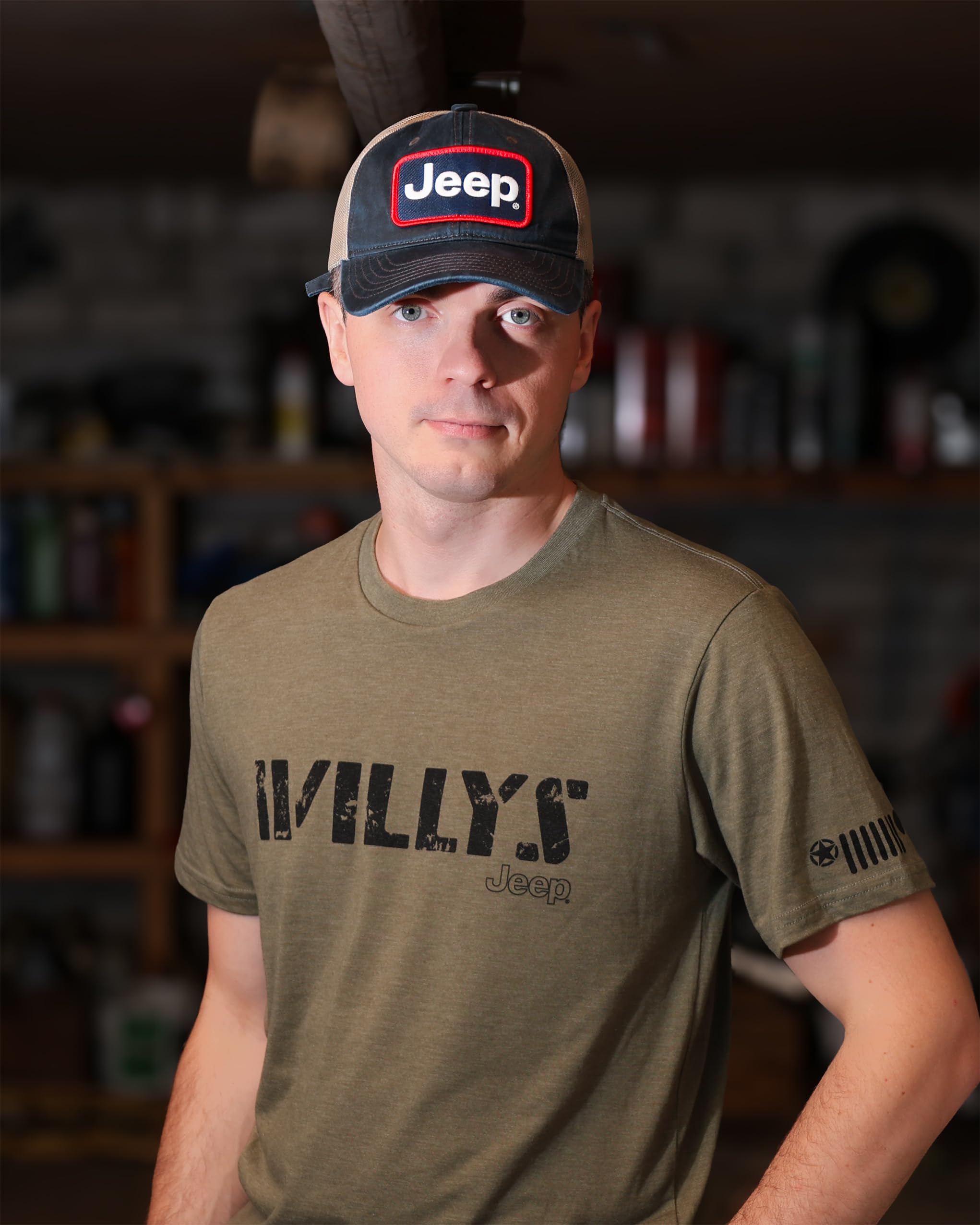 Jeep Premium Navy Waxed Chino Twill/Lightweight Khaki Mesh Patch Hat - Navy/Khaki