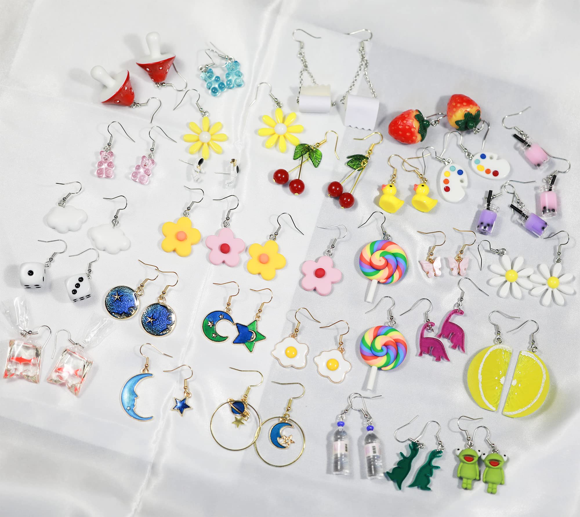 30 Pairs Weird Earrings Mushroom Fun Funny Kawaii Quirky Indie Crazy Novelty Cool Anime Aesthetic Earrings for Women Alt Jewelry Weirdcore Accessories Dangly Earrings Lot