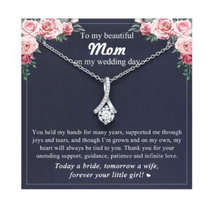 UPROMI Mother of The Bride Gifts from Daughter, Wedding Gifts for Mom Mother of The Bride Jewelry Silver Dainty Necklace for Mom Gifts from Bride