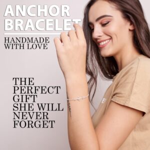 Rappel Sterling Silver Anchor Bracelet For Women, Inspirational Bracelets for Women, Motivational Gifts She Will Never Forget