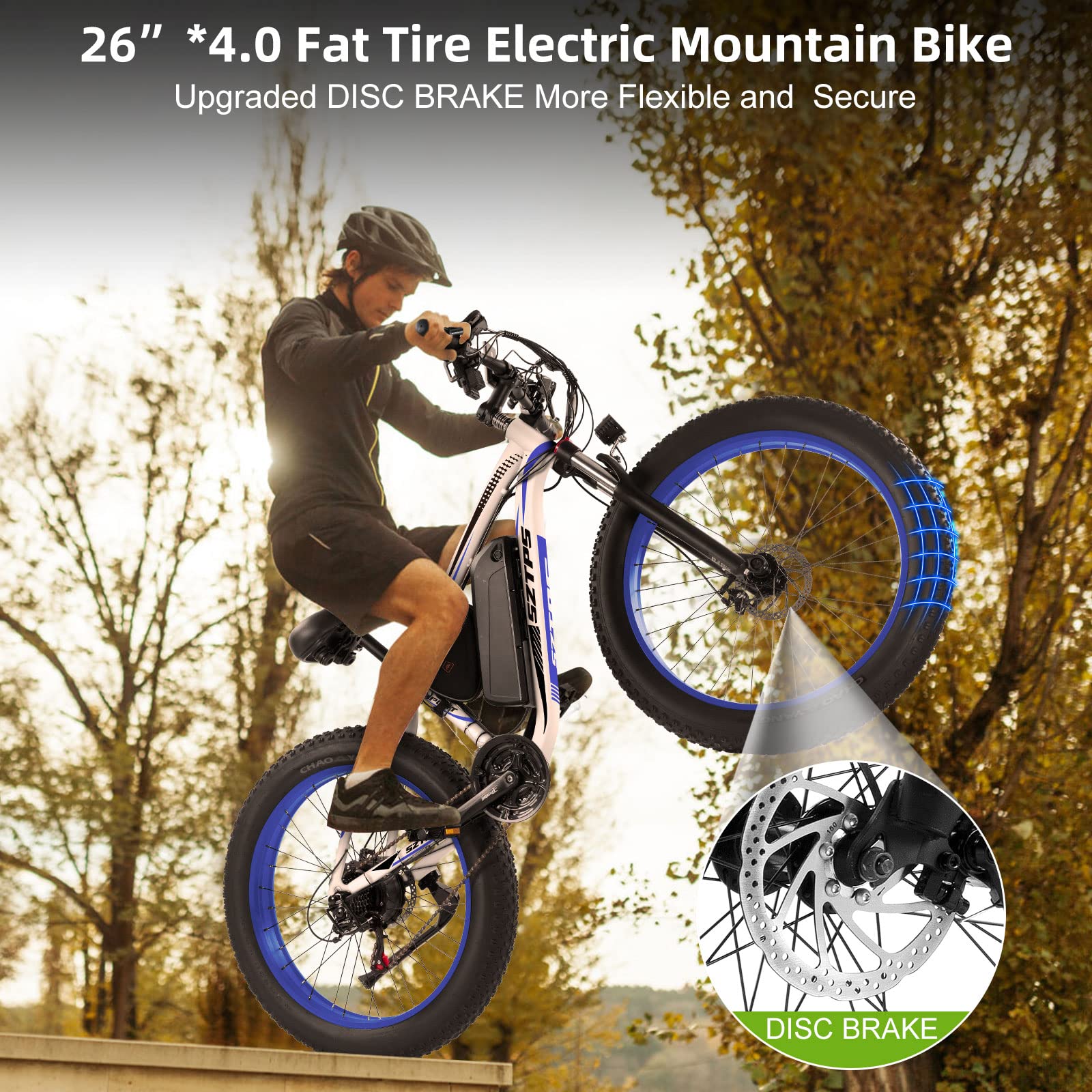 Electric Bike,26''Electric Bike for Adults with 48V 13Ah Removable Battery,750W Fat Tire Electric Bike,30 MPH Electric Mountain Bike,21 Speed E-Bike with Phone Charger Mount