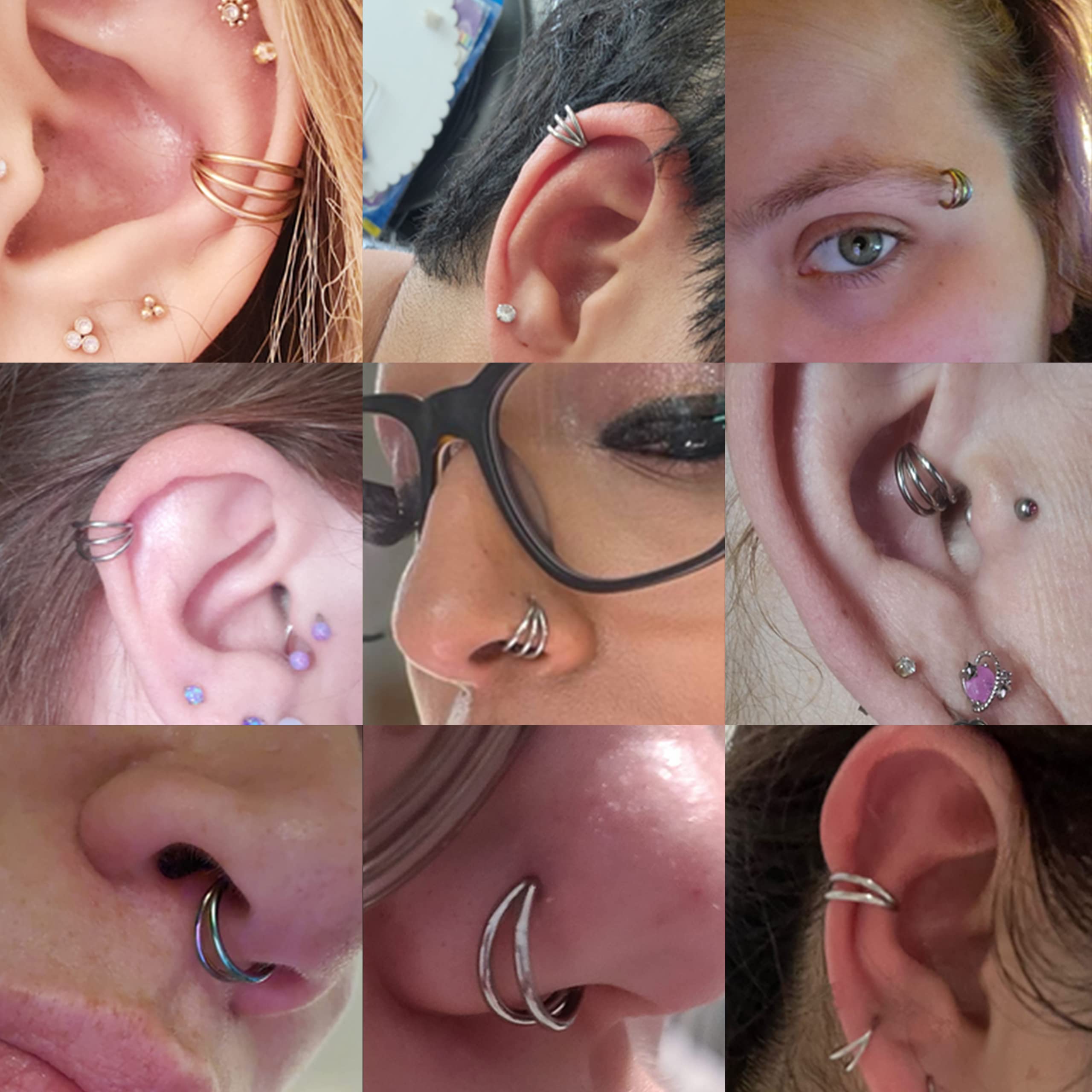 FASACCO 5 Pcs 20G 18G 16G Nose Rings Hoop Set Double Triple 316L Surgical Steel Nose Hoop Helix Septum Piercing Cartilage Hoop for Women