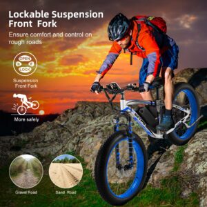 Electric Bike,26''Electric Bike for Adults with 48V 13Ah Removable Battery,750W Fat Tire Electric Bike,30 MPH Electric Mountain Bike,21 Speed E-Bike with Phone Charger Mount