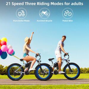 Electric Bike,26''Electric Bike for Adults with 48V 13Ah Removable Battery,750W Fat Tire Electric Bike,30 MPH Electric Mountain Bike,21 Speed E-Bike with Phone Charger Mount