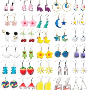 30 Pairs Weird Earrings Mushroom Fun Funny Kawaii Quirky Indie Crazy Novelty Cool Anime Aesthetic Earrings for Women Alt Jewelry Weirdcore Accessories Dangly Earrings Lot