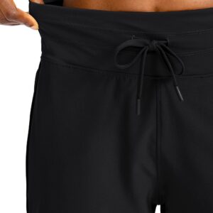 Dyorigin Women's 7" Athletic Running Shorts with 3 Zipper Pockets Long High Waisted Shorts Women for Workout Gym Hiking(Black Large)