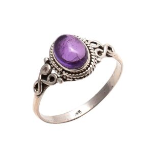 Amethyst Stone Ring 925 Sterling Silver Statement Ring For Women Handmade Rings Gemstone Christmas Promise Ring Size US 7 Gift For Her