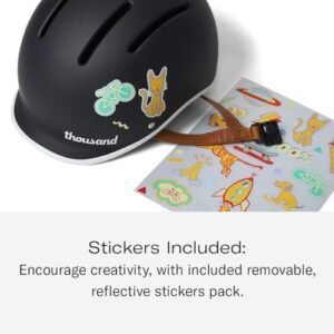 Thousand Kids Helmet – Free Reflective Sticker Pack to Customize, No Pinch Magnetic Buckle, Multi Sport Safety CSPC ASTM CE Certified – Jr Collection (Carbon Black)