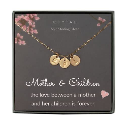 EFYTAL Multiple Initial Necklaces for Women, Dainty 14k Gold-Filled or Sterling Silver 3 Initial Necklace, Mom Necklace with Initials, Personalized Necklaces for Women, Letter Necklace for Women