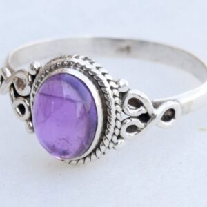 Amethyst Stone Ring 925 Sterling Silver Statement Ring For Women Handmade Rings Gemstone Christmas Promise Ring Size US 7 Gift For Her