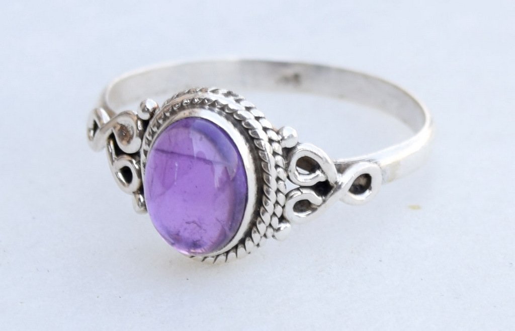 Amethyst Stone Ring 925 Sterling Silver Statement Ring For Women Handmade Rings Gemstone Christmas Promise Ring Size US 7 Gift For Her