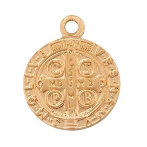 The Christian World Petite Gold Over Sterling silv. Saint Benedict Round Jubilee Medal Pendant vbn-fh-5976