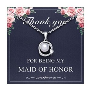 UPROMI Maid of Honor Gifts, Maid of Honor Necklace, Wedding Gifts for Bridesmaid Gifts from Bride