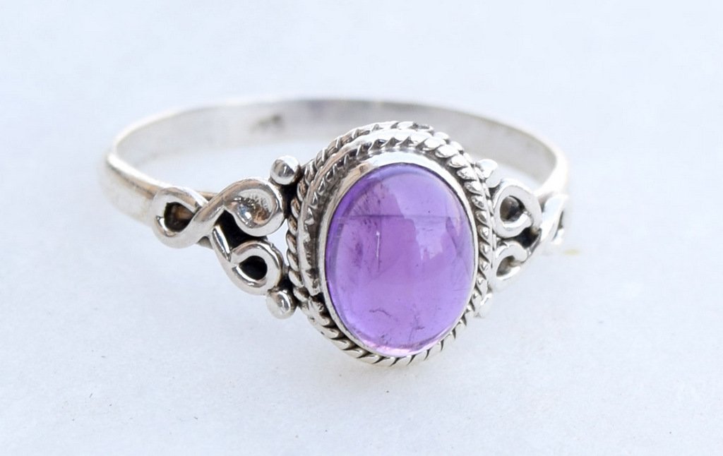 Amethyst Stone Ring 925 Sterling Silver Statement Ring For Women Handmade Rings Gemstone Christmas Promise Ring Size US 7 Gift For Her