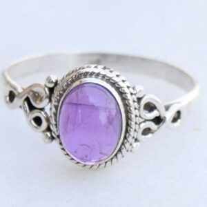 Amethyst Stone Ring 925 Sterling Silver Statement Ring For Women Handmade Rings Gemstone Christmas Promise Ring Size US 7 Gift For Her