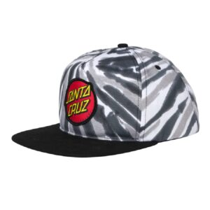 SANTA CRUZ Mid Profile Snapback Baseball Hat Classic Dot Skate Hat - Twist Black/Black, Size: One Size