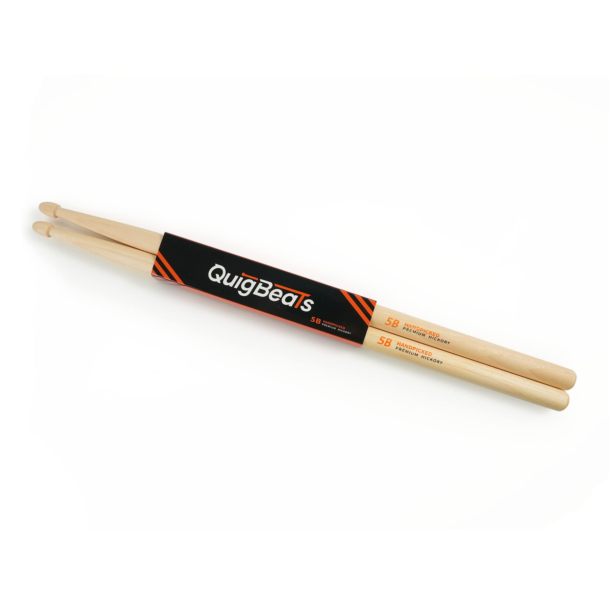 QuigBeats Drum Sticks, Premium Hickory 5B Drumsticks, Pitch Matched Drum sticks for Adults & Kids 1 Pair