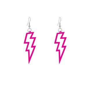 80s Neon Earrings Halloween Lightning Earrings Retro Acrylic Drop Dangle for Women 80's Party (Rose Red)