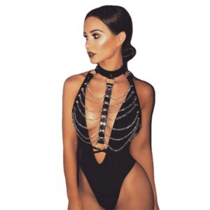 Leather Chest Body Chain Sexy Harness Waist Chains Nightclub Party Rave Belt Belly Bra Jewelry Accessories for Women