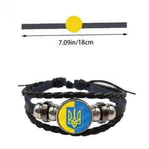 TOSSPER Ukraine Bracelet, 2 Pcs Multilayer Ukrainian Flag Symbol Charm Leather Bracelet Bangle Jewelry for Men Women, Multicolor, 7.09inch/18cm