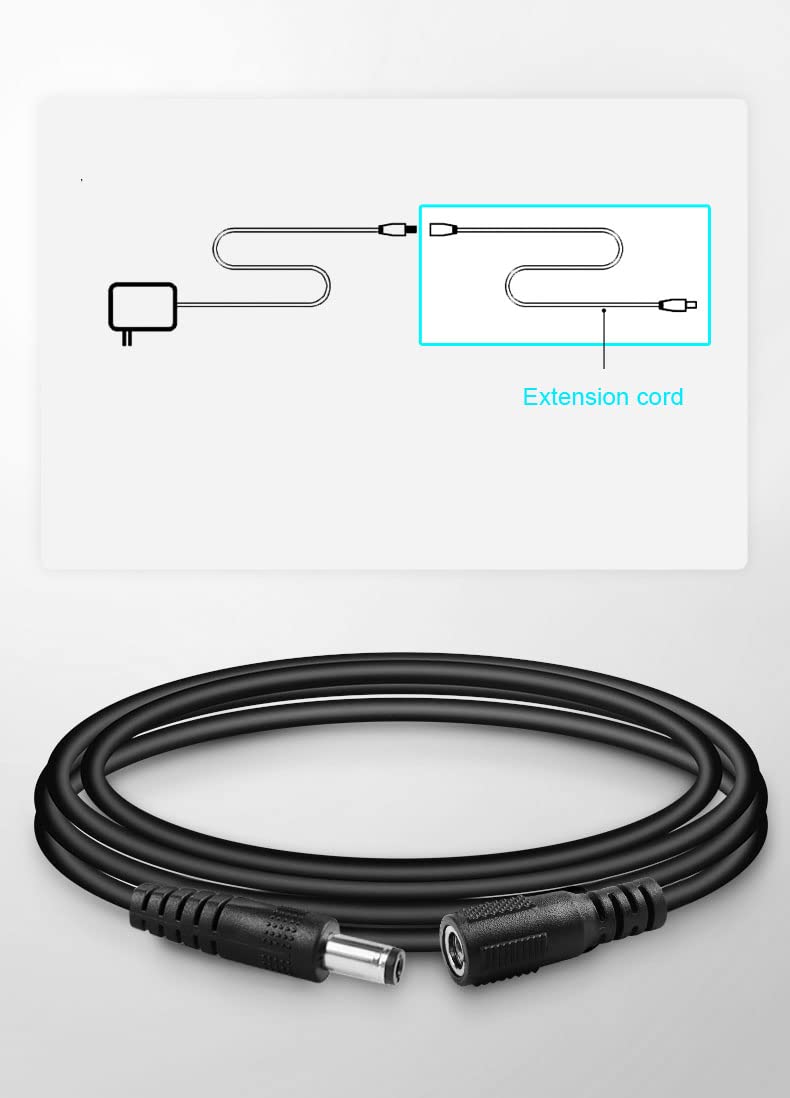 Mr.Power Guitar Effect Pedal Cord DC Power Extension Cable, 5.5 x 2.1mm Male to Female Guitar Effect Pedal Lead/Cord Extender Wire 3.2ft / 39.4in / 1m 20AWG (2 Pack)