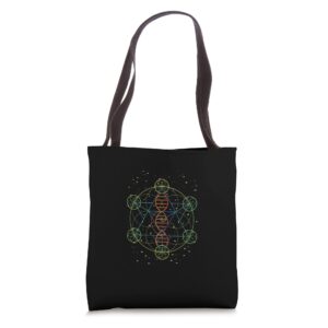 dna flower of life genetic spiritual molecule genome energy tote bag