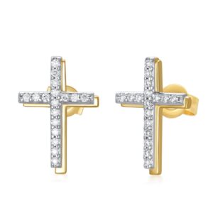 10K Real Gold Moissanite Cross Stud Earrings for Women, MUUYON 10K Solid Yellow Gold Simple Cute Elegant Studs, Ideal Gift for Women Mother Wife