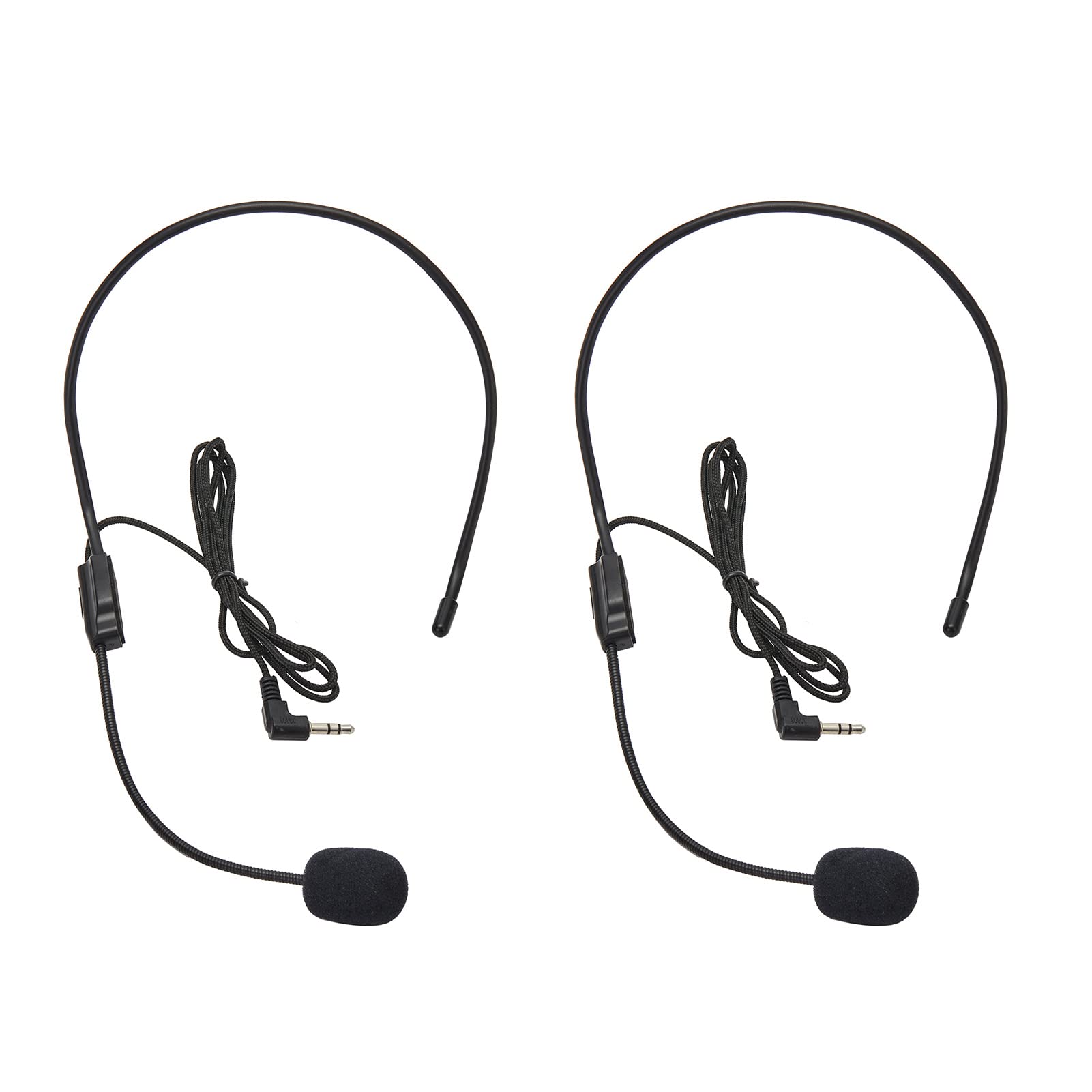 XCRUI Set of 2 Headset Microphone, Flexible Wired Boom，3.5mm Connector Jack Black for Teachers, Speakers, Dancer, Presentations,Singer,Coaches, Seniors and More