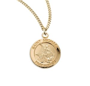 the christian world patron saint michael gold over sterling silv. religious medal pendant necklace vbn-fh-6216