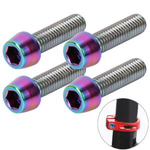 4pcs Bicycle Titanium Alloy Tapered Bolts,M5*18mm Bike Brake Screws Bolts, Mountain Bike Stem Fixed Screws, M5*18mm Bike Brake Screws Bolts, 4pcs Bicycle TitaBike Brake Screws Brake Lever Screws